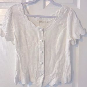 Stretchy Scalloped Top with buttons